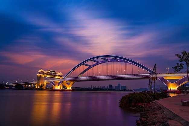 Vertragingsvideo van jinxianmen-brug in jieyang city, provincie guangdong, china