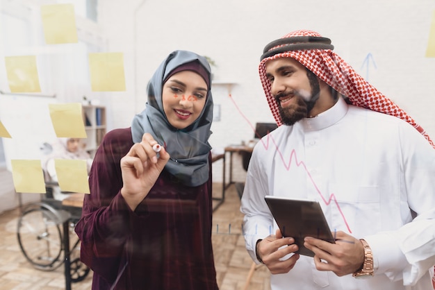 Vertrouwen Arabische zakenvrouw en collega werken.