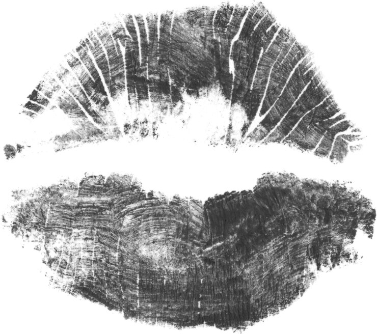 Foto vervaagde strepen van lippenstift
