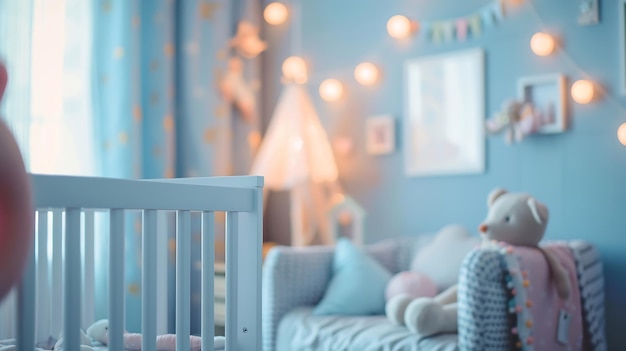 Vervaagde weergave van het stijlvolle interieur van de babykamer Generatieve AI