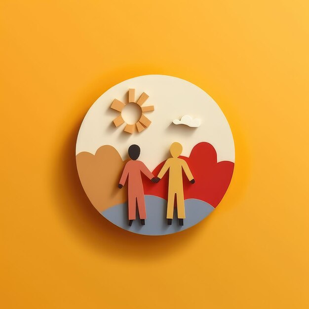 Foto vervaardigd gezelschap modern en mooi 3d paper cut artwork voor friendship day