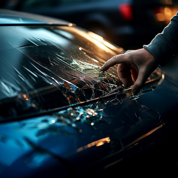 Vervangingsservice voor auto's met glazen in actie