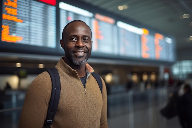 Verwachting op de luchthaven Volwassen man wacht op instappen