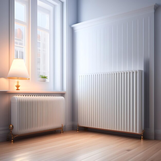 Verwarmingsradiator in een witte kamer