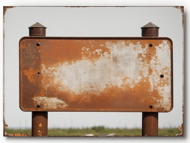 Verweerde herinneringen Oud leeg roestige metalen bord geïsoleerd op doorzichtig