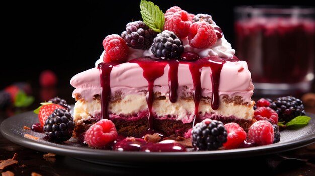 Verwennend gastronomisch dessert Berry cheesecake