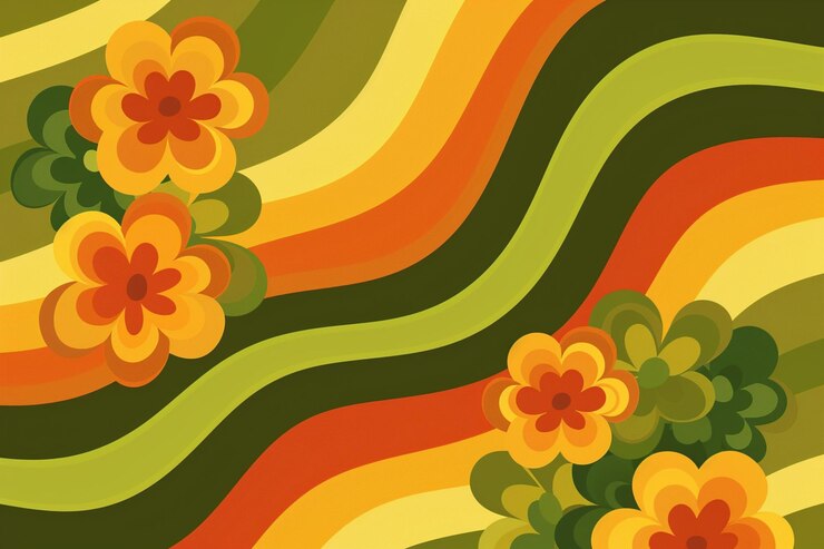 Foto verwrongen en verwrongen groovy hippie achtergrond golven draaien draaien patroon retro achtergronden