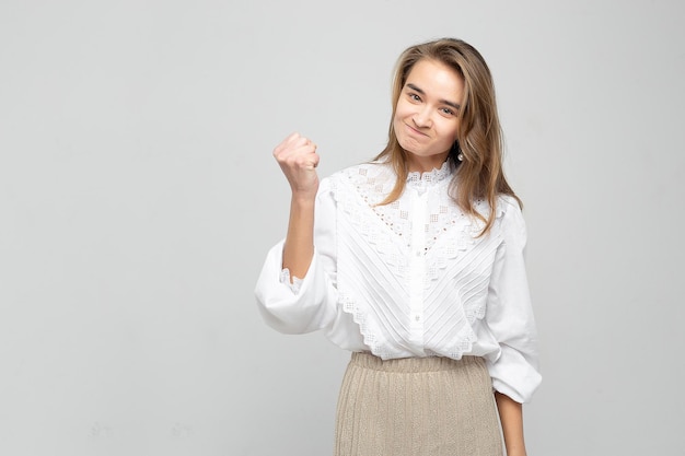 Very angry woman Frustrated and stressed young businesswoman Beautiful young woman isolated on white background