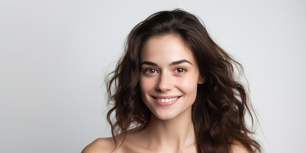 30代の女性白い背景に優しい笑顔自然の魅力と内面の美しさ AI ジェネレーティブ AI 