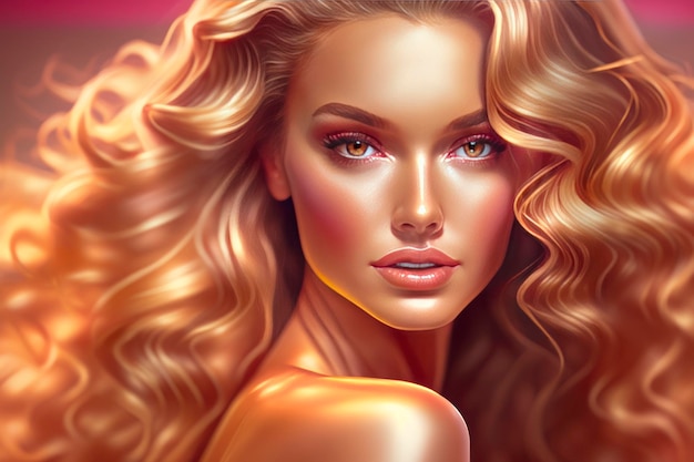 a very beautiful Barbie in the sunlight illustration in the style of digital airbrushing