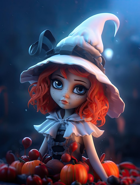 очень красивая милая ведьма Хэллоуин фон