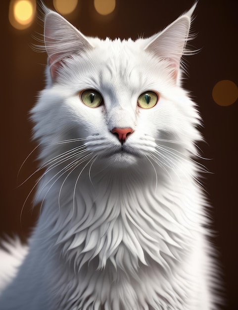 Very beautiful detailed white cat Generative AI