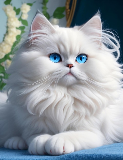 Very beautiful detailed white cat