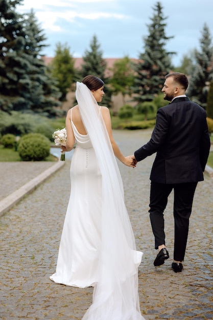 very beautiful and elegant bride and groom portrait