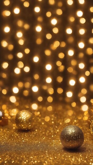 Very beautiful golden bokeh shining lights holiday background christmas high quality photo