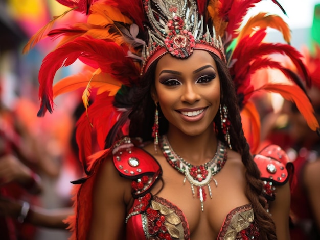 Very beautiful hot latin girl wear carnival dress A vibrant and lively street festival in Rio de Ja