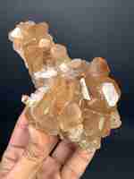 Photo very beautiful natural sherry brown color topaz crystals cluster mineral specimen from pakistan