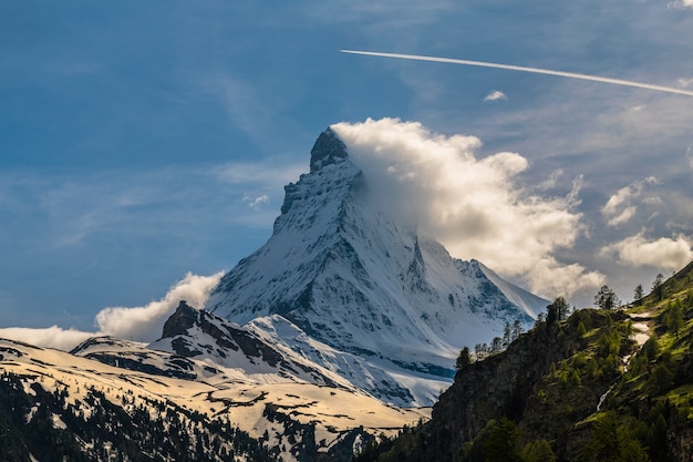 Very beautiful nature of  Matterhorn mountain , Switzerland Alps view from Zermatt