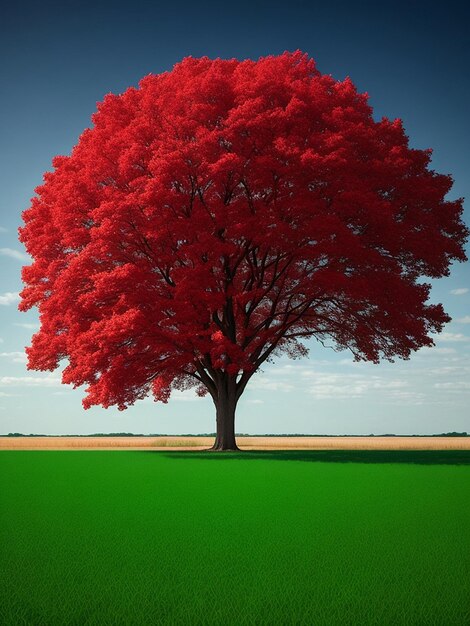 A very beautiful photo of big tree in a field ai generated