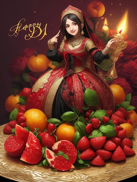 A very beautiful photo of happy yalda night ai generated