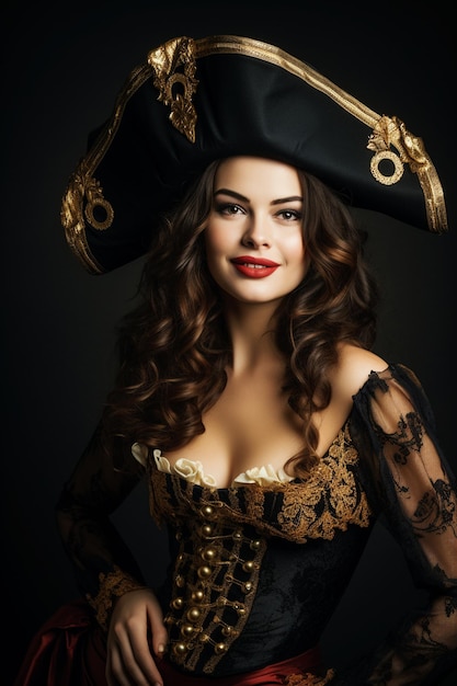 Photo very beautiful pirate women with smile