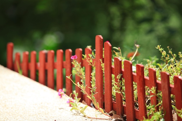 very beautiful red wooden fence