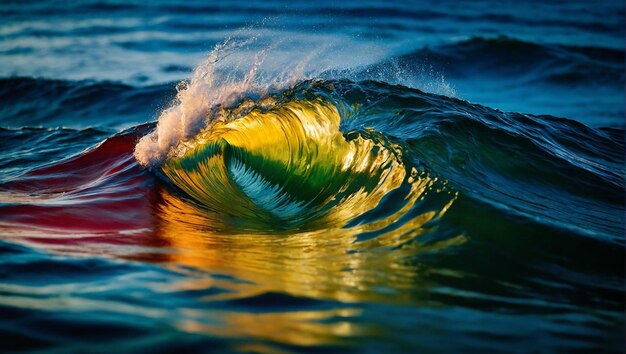 Foto molto belle onde del mare al mattino all'alba generativo ai