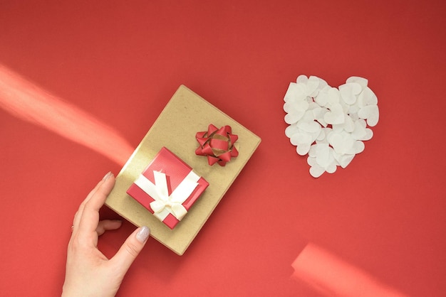 Very beautiful Valentine's gifts, on a red background.