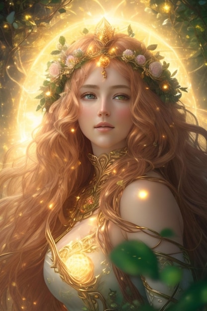 Very beautiful young woman fantasy forest princess