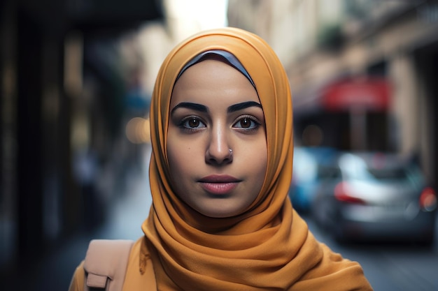 A very beautiful young woman with a hijab covering her head Generative AI