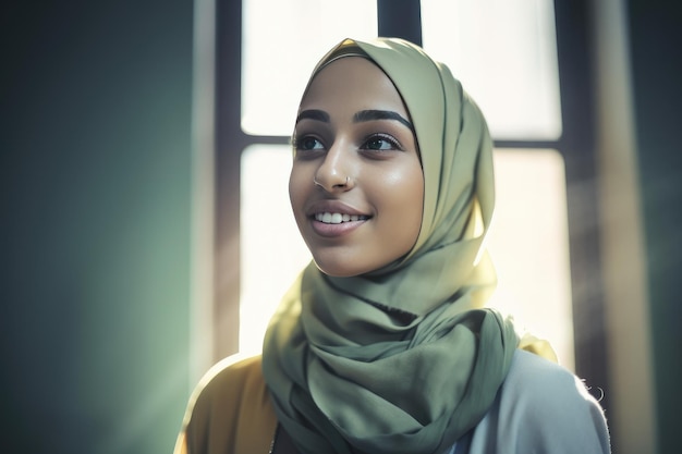 Очень красивая молодая женщина в хиджабе, покрывающем голову Генеративный ИИ
