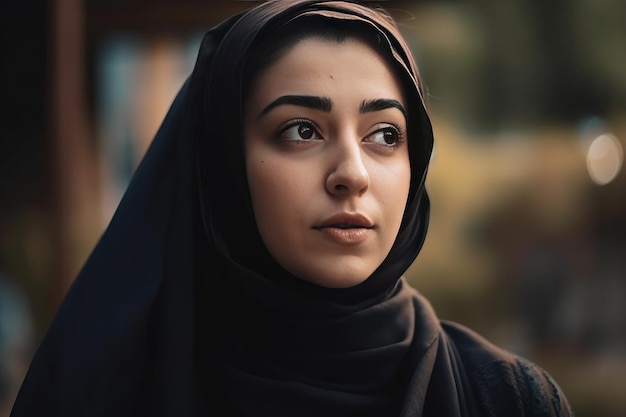 A very beautiful young woman with a hijab covering her head Generative AI