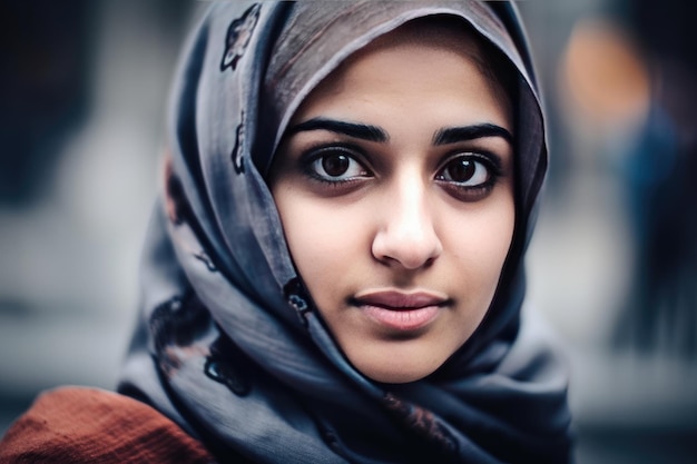 A very beautiful young woman with a hijab covering her head Generative AI