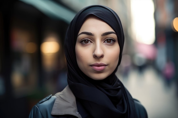 A very beautiful young woman with a hijab covering her head Generative AI