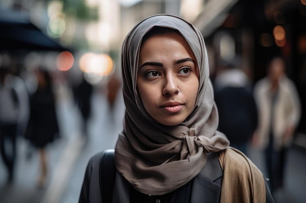 A very beautiful young woman with a hijab covering her head Generative AI