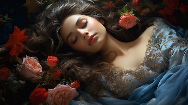 Very beauty woman sleeping wearing Generate AI