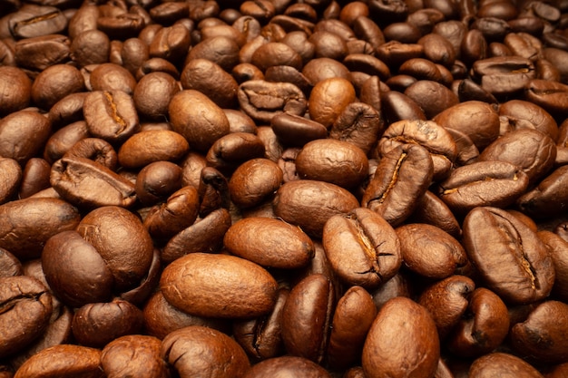 Very big roasted brown coffee beans