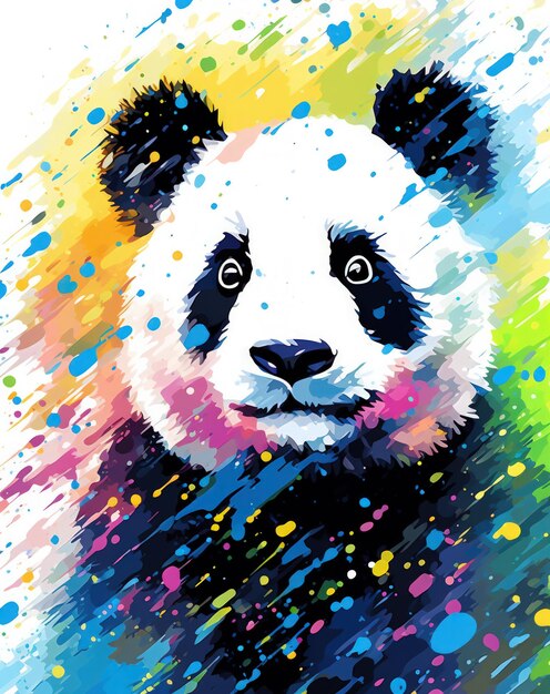 Foto un'immagine molto luminosa e colorata di un panda