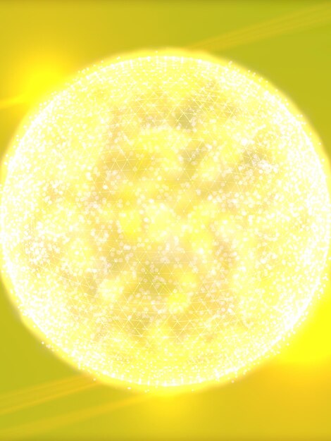 A very bright digital sun with many thin lines simulating data transmission 3D illustration 3D rendering