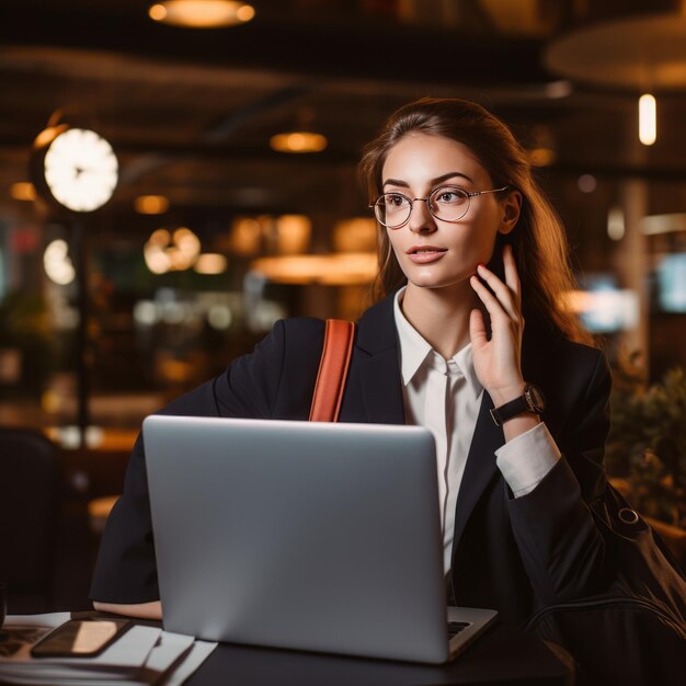 Very busy young businesswoman formal suit