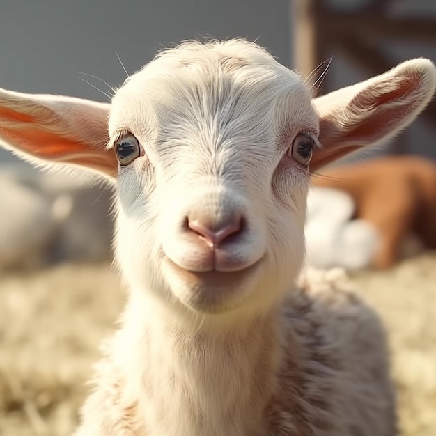 Very cute baby goat realistic impressive picture AI Generated Image