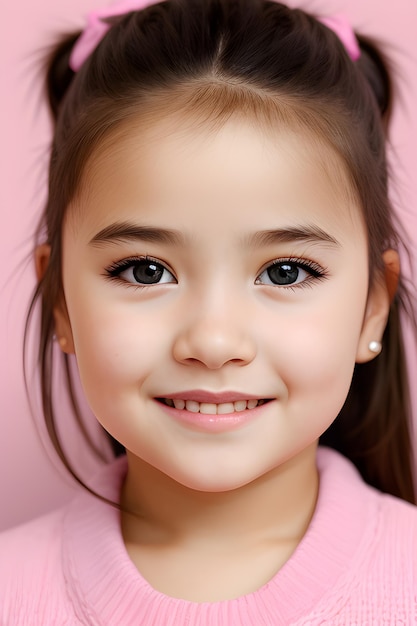 Photo very cute an beautiful girl in pink