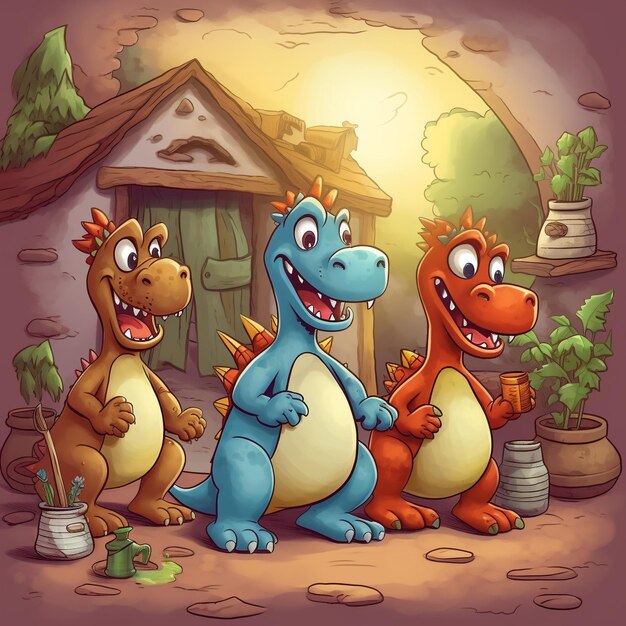 Photo a very cute dinosaurs cartoon