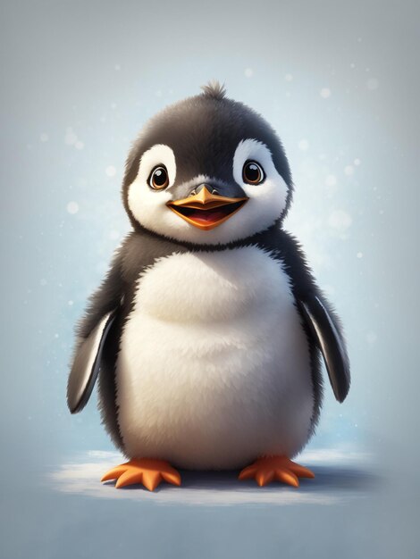 Photo very cute and fluffy little penguin