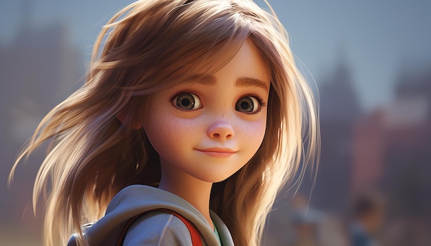 a very cute kid caracter animation pixar style