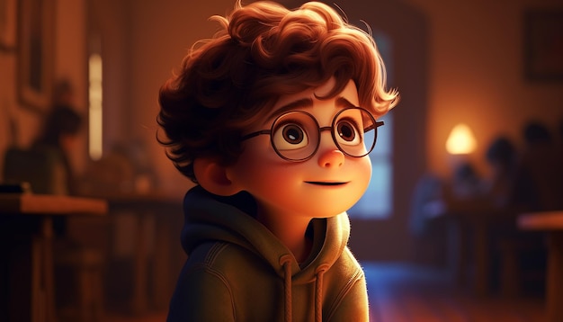 a very cute kid caracter animation pixar style