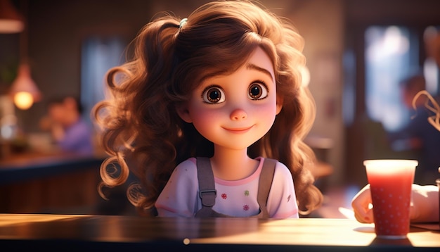 a very cute kid caracter animation pixar style