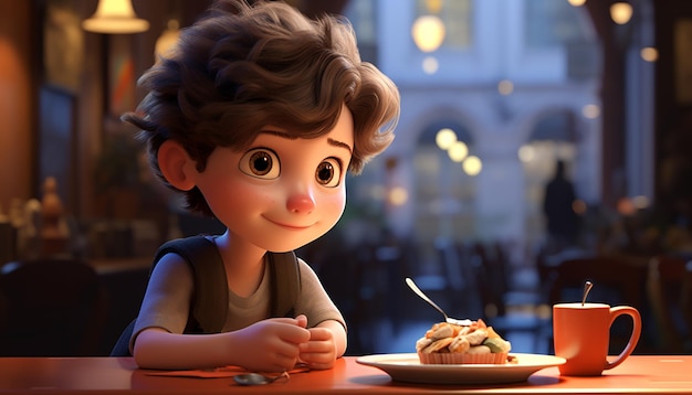 a very cute kid caracter animation pixar style