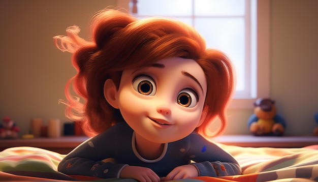 a very cute kid caracter animation pixar style