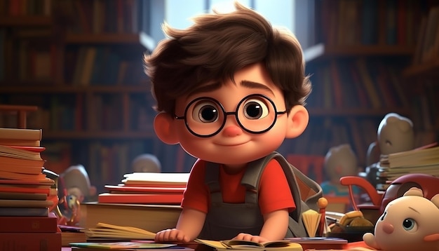 Photo a very cute kid caracter animation pixar style